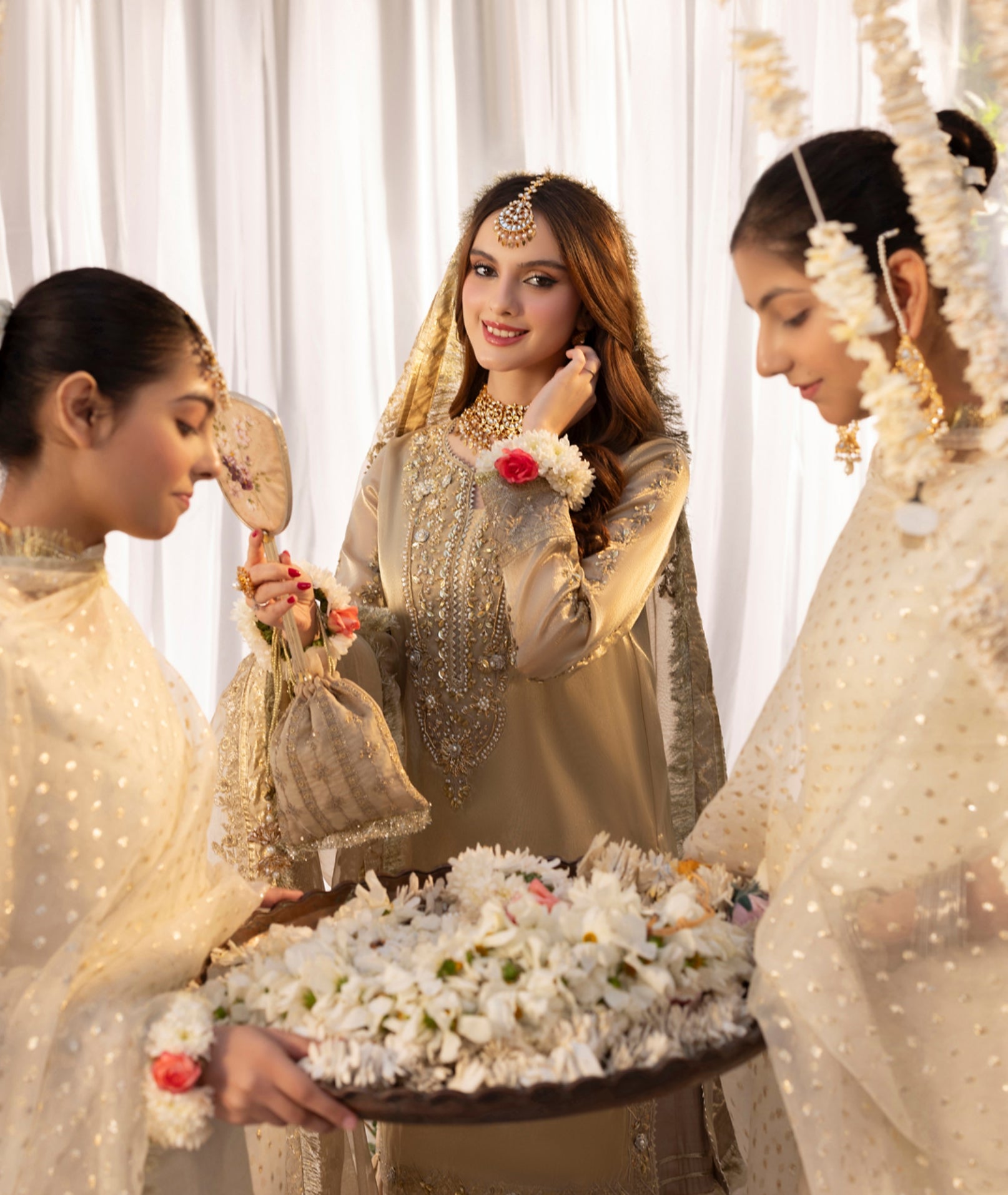 Golden Katan Silk Zardozi Festive 3-Piece
