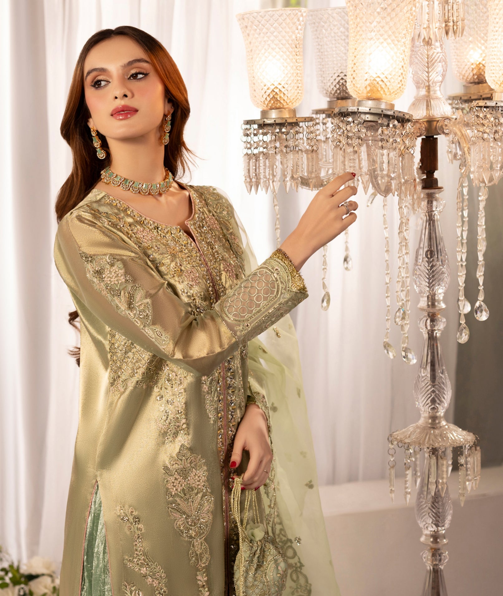 Pastel Katan Silk Zardozi Festive 3-Piece