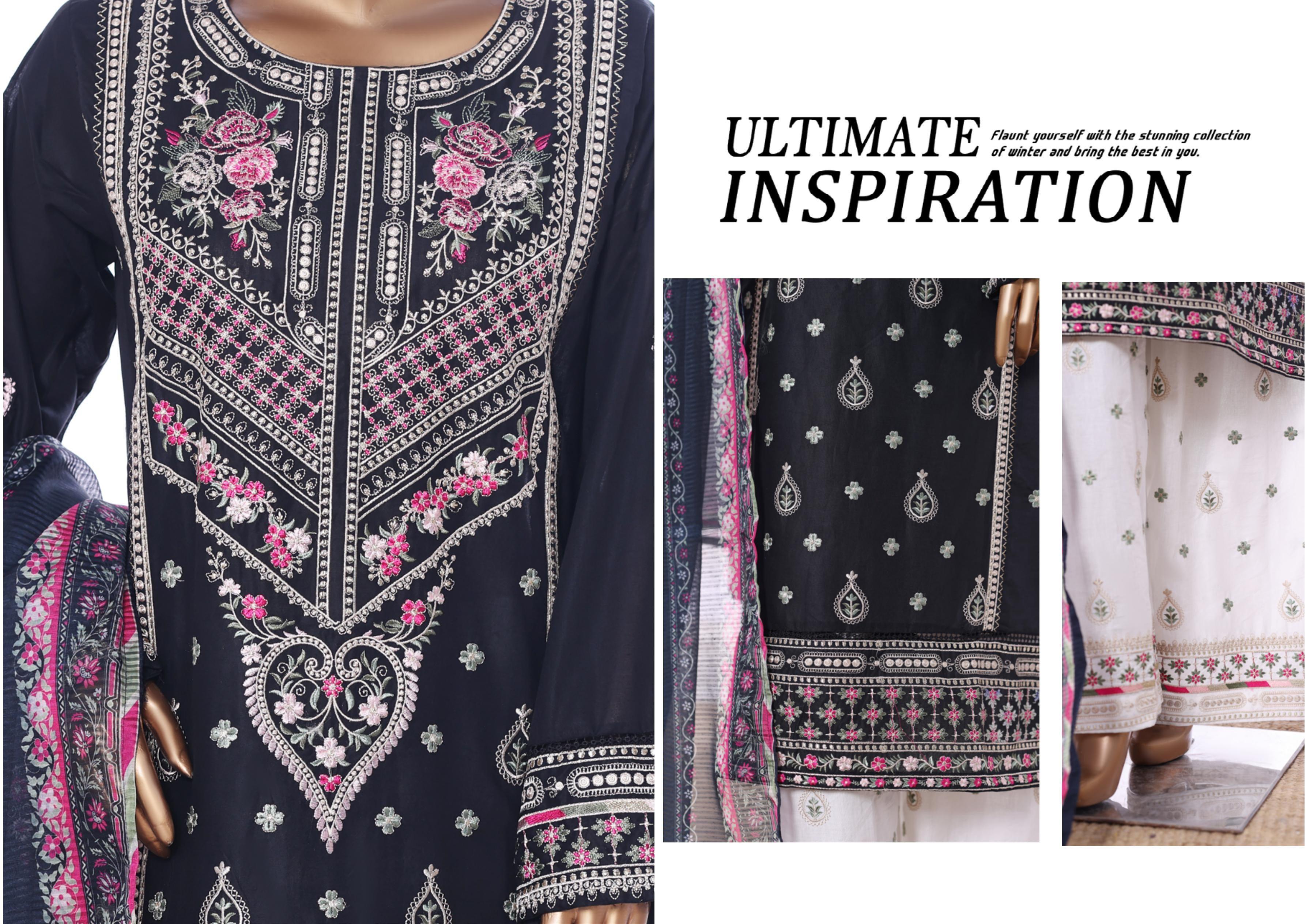 Navy and White Bin Saeed Luxury Lawn